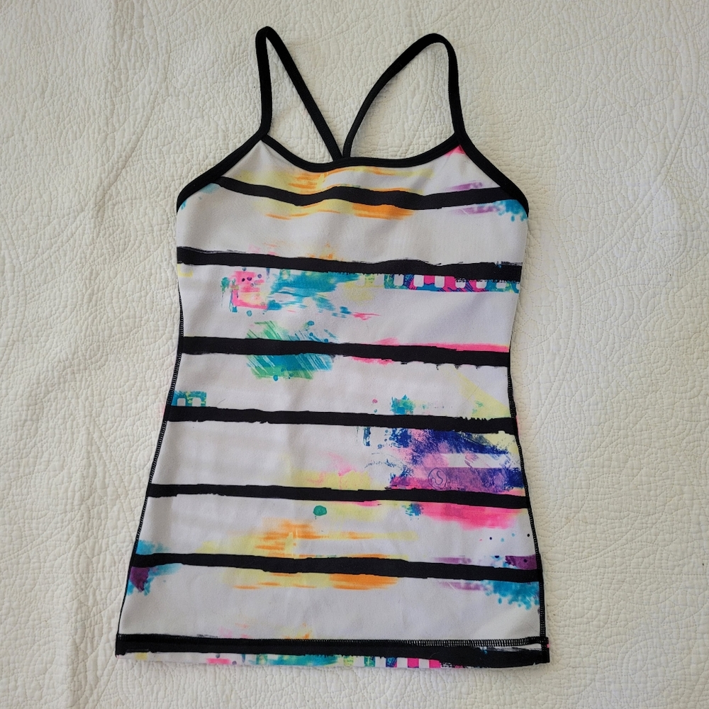 Lululemon Power Y Tank Racer Back Women's Top Graffiti Paint Print - Siz…
